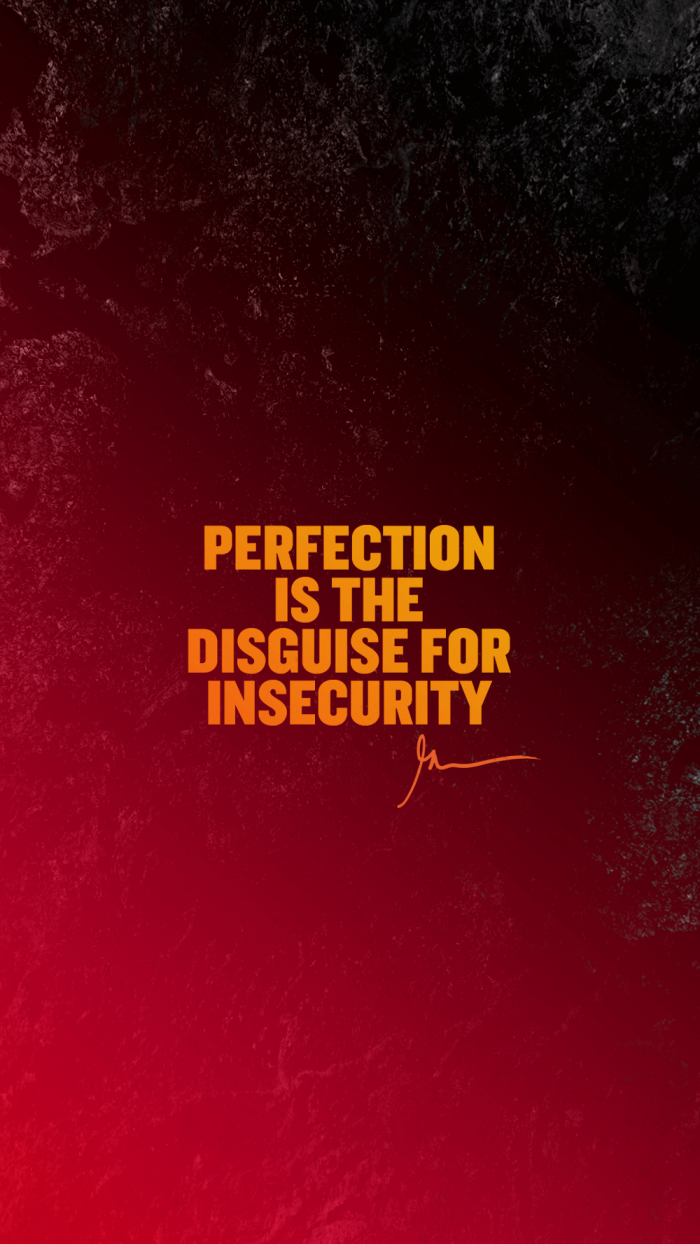 Perfection is the disguise for insecurity