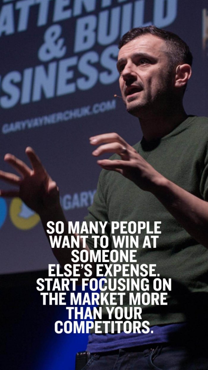 So many people want to win at someone else's expense start focusing on the market more than your competitors