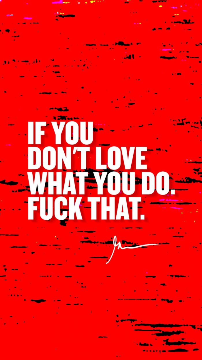 If you don't love what you do fuck that